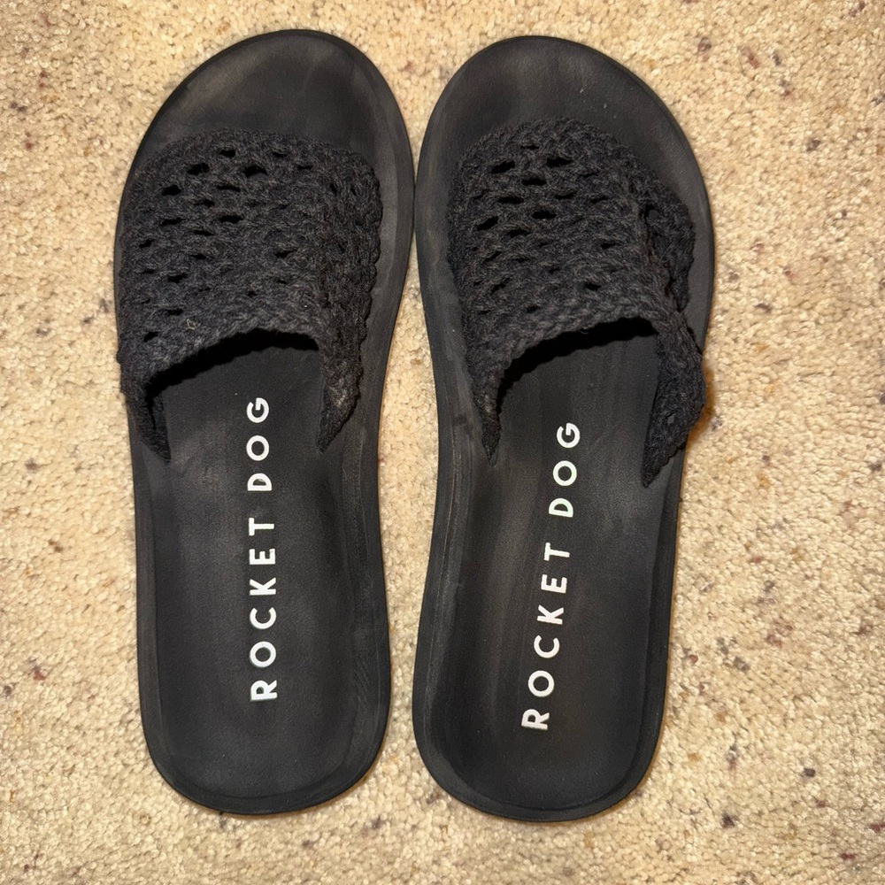 Rocket Dog Black Woven Slide Sandals